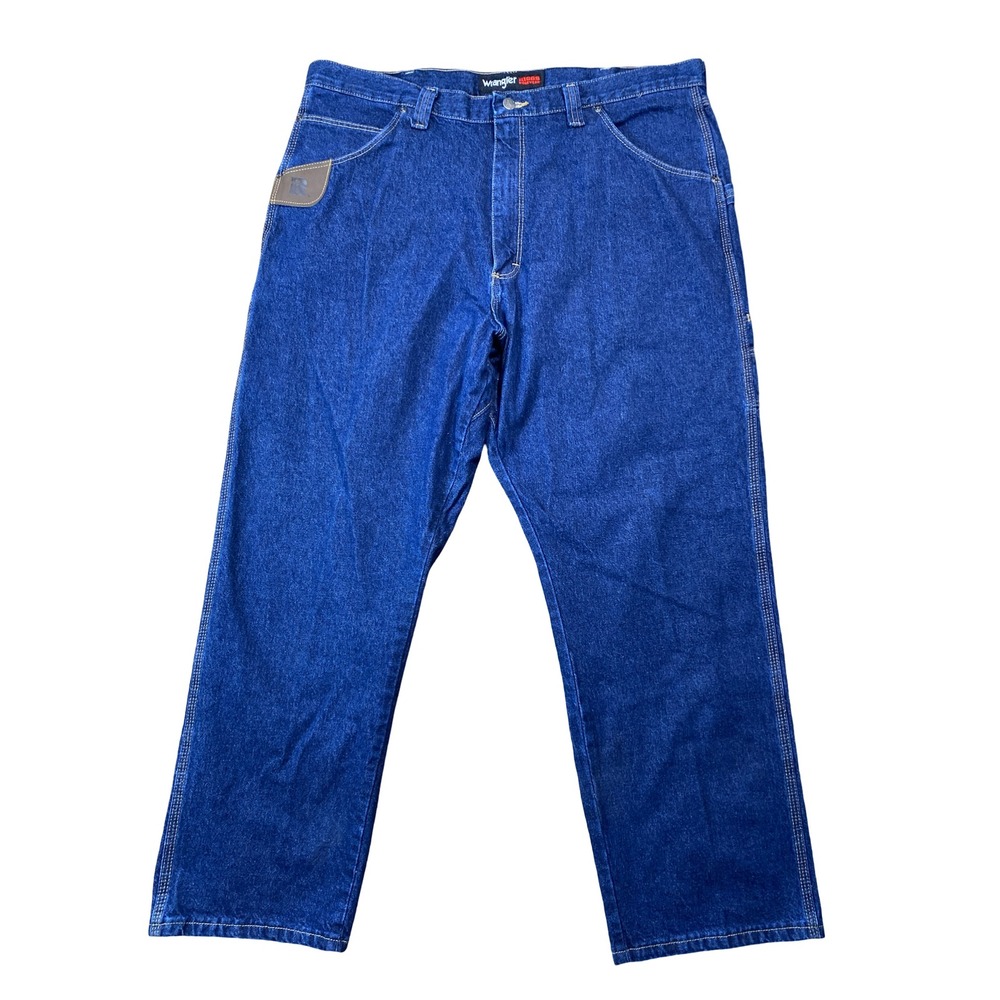 Wrangler Riggs Workwear Carpenter Jeans Mens 40x30 Dark‎ Wash Blue Denim 3W040AI